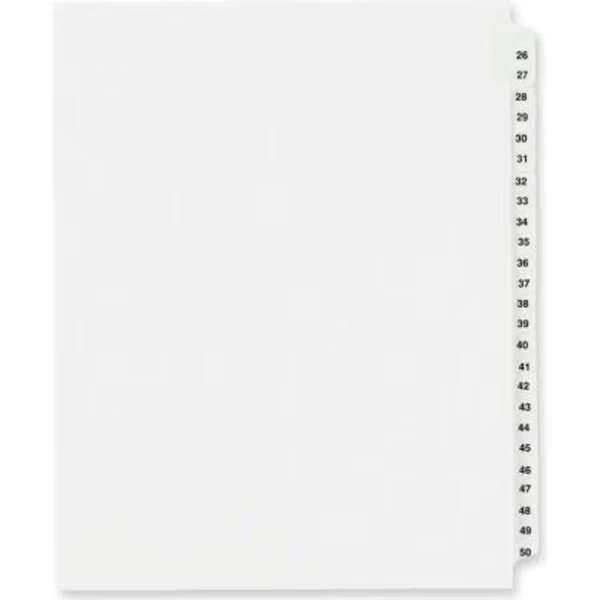 Avery Side Tab Legal Exhibit Index Divider, 26 to 50, 8.5